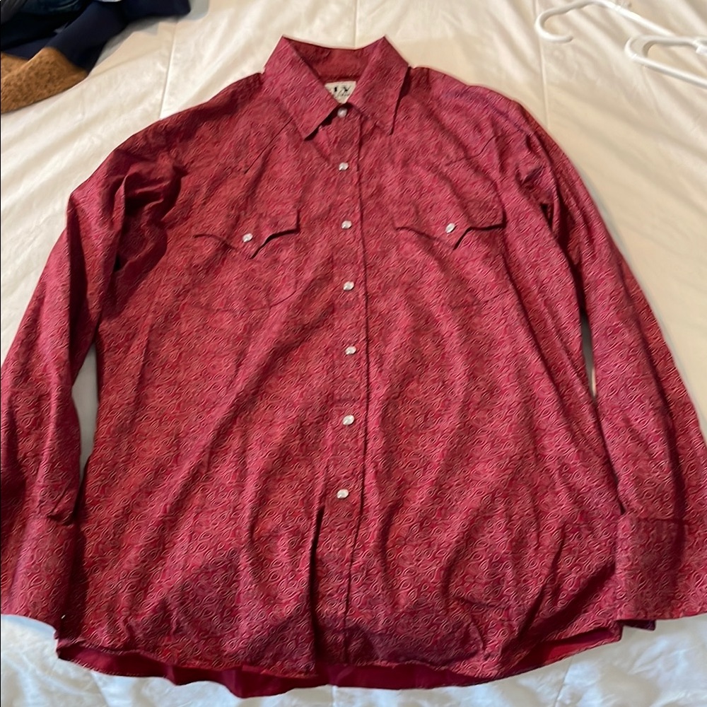 Ely Cattleman Red Casual Button Down Shirt